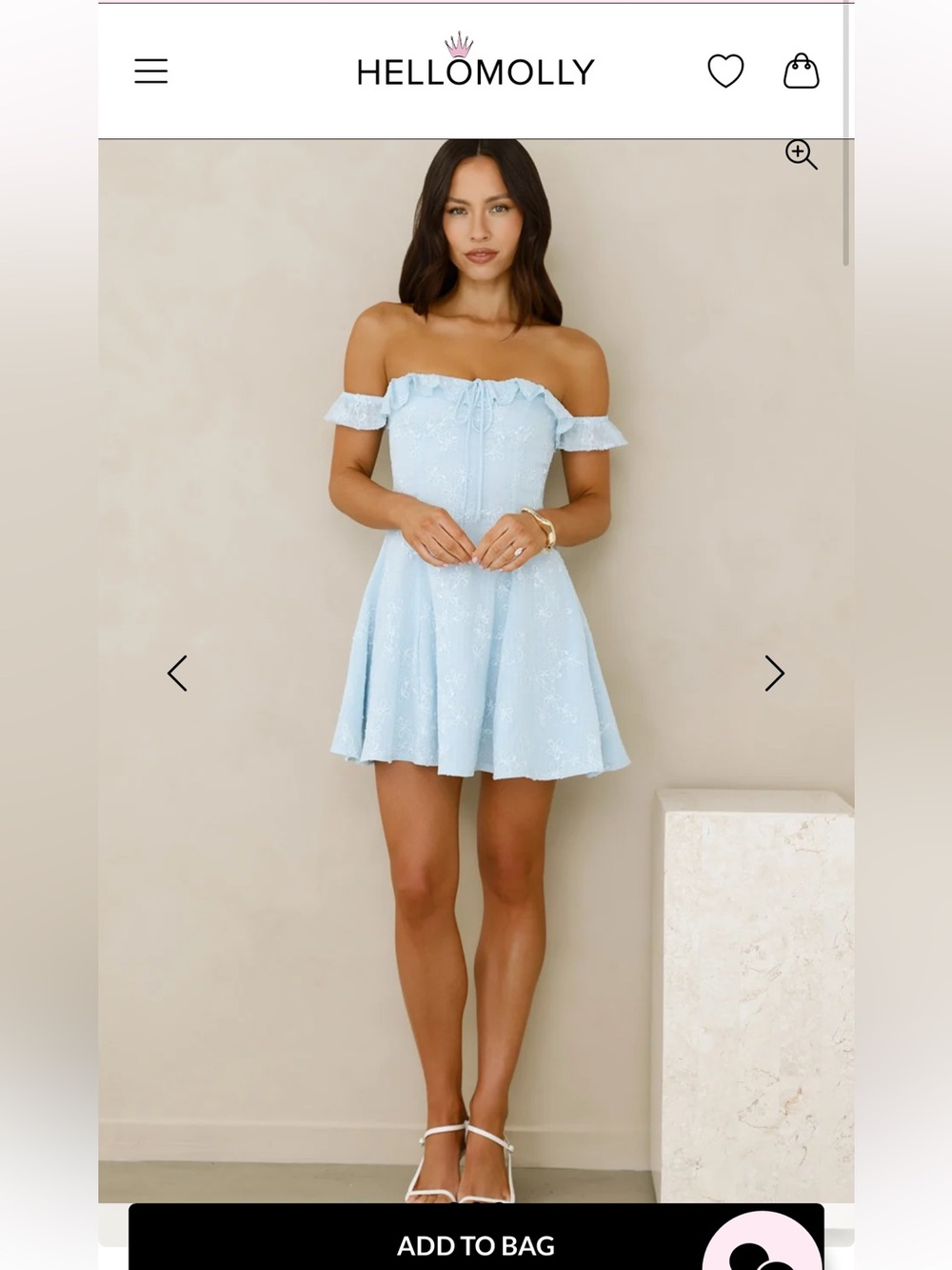 Hello Molly LASTING IMPRESSIONS OFF SHOULDER MINI DRESS BLUE